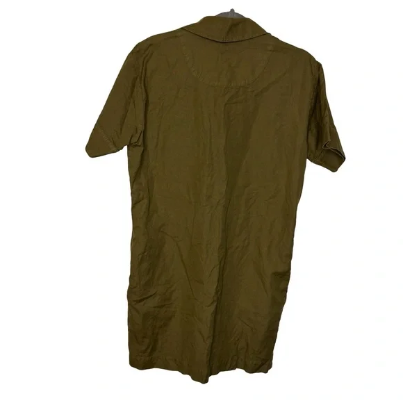 ✨ Faherty Palos Verdes Shirt Dress Olive Green Linen Blend Small ✨ - Picture 6 of 6